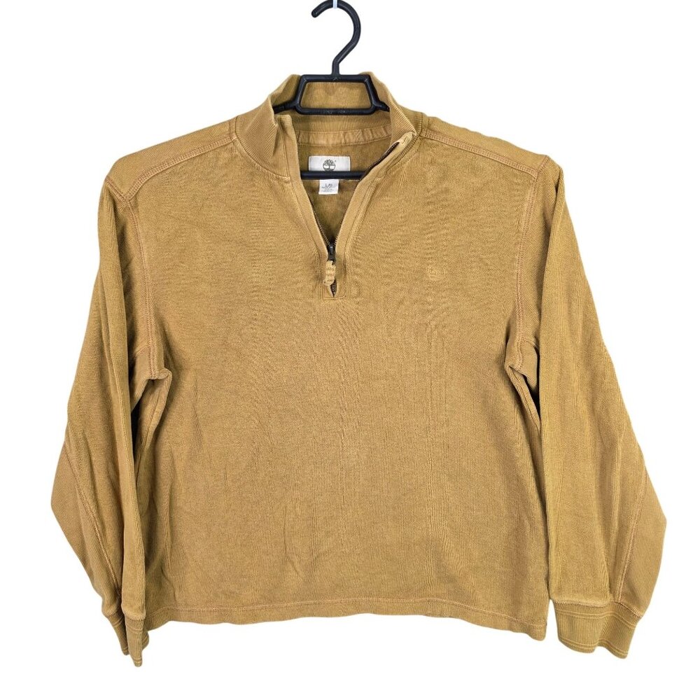 Mens Timberland Brown Regular Fit 1/4 Zip Pullover Sweatshirt Cotton Size L